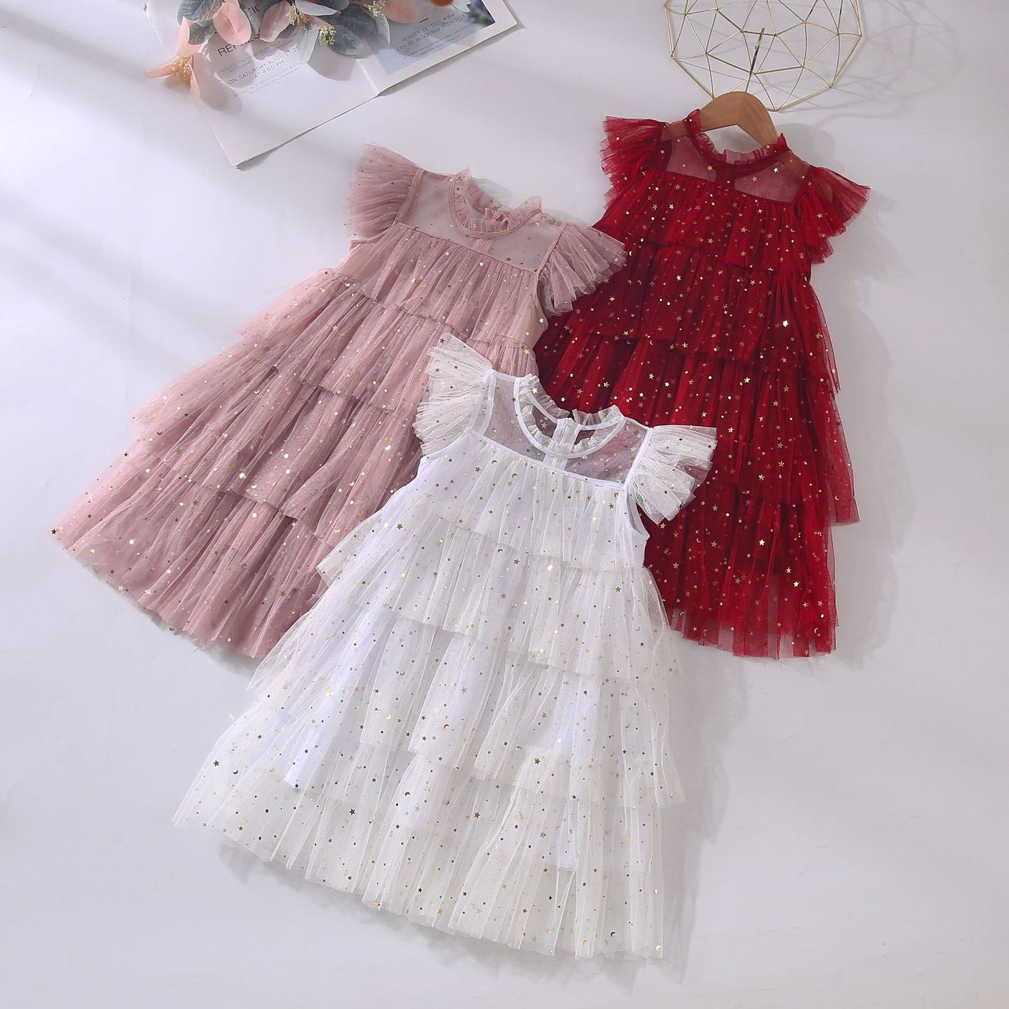 Girls' Dress Fairy Dress Star Sequins Cake