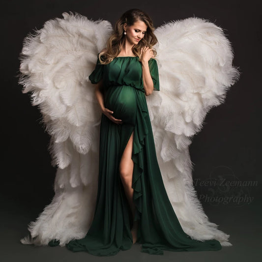 Rufflénza Gown – Chiffon Maternity Dress for Baby Showers