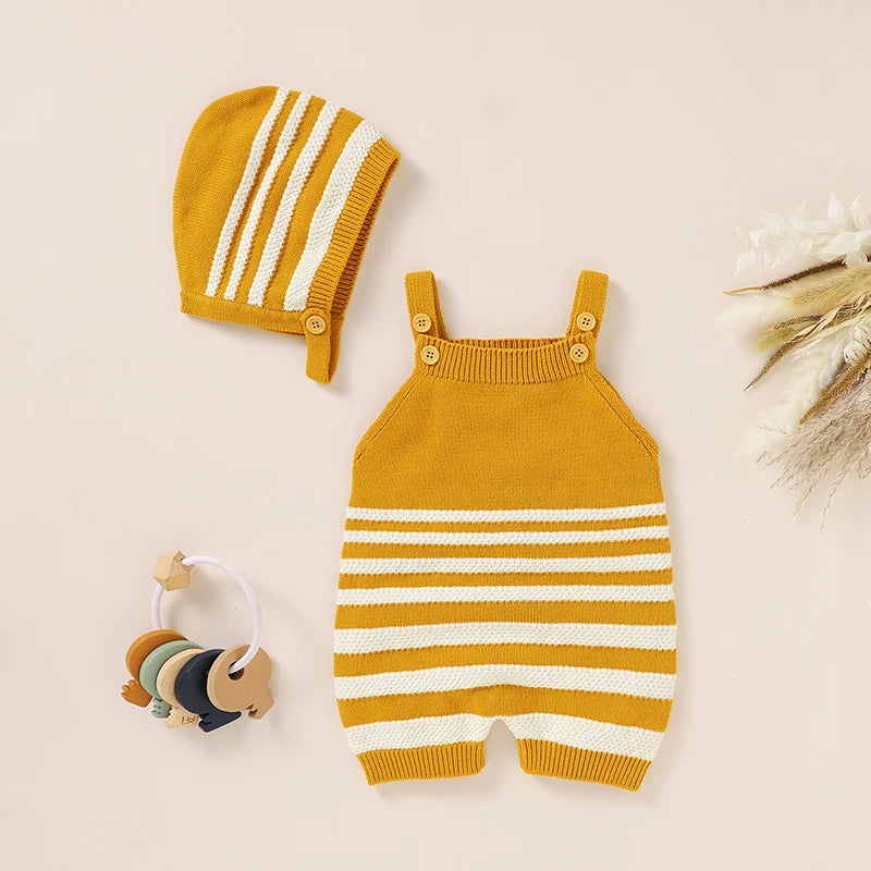 BreezeCotton Summer Romper – Knit Sleeveless Jumpsuit for Babie