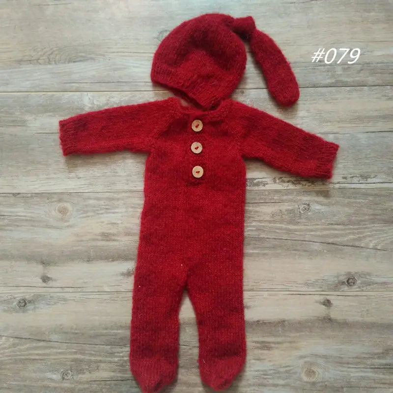 DreamKnit Set – Mohair Footed Romper + Sleep Hat for Photoshoots