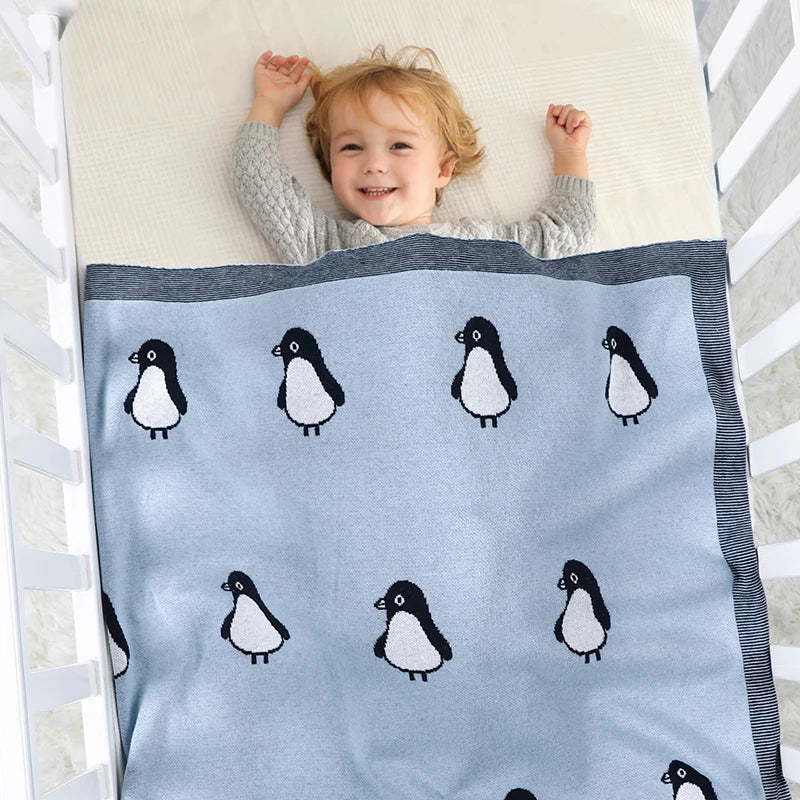 ChillyWaddle Blanket – Soft Penguin Knit Swaddle for Babies