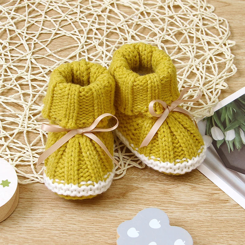 FlutterStep Knit Boots – Cozy Butterfly Knot Slip-Ons