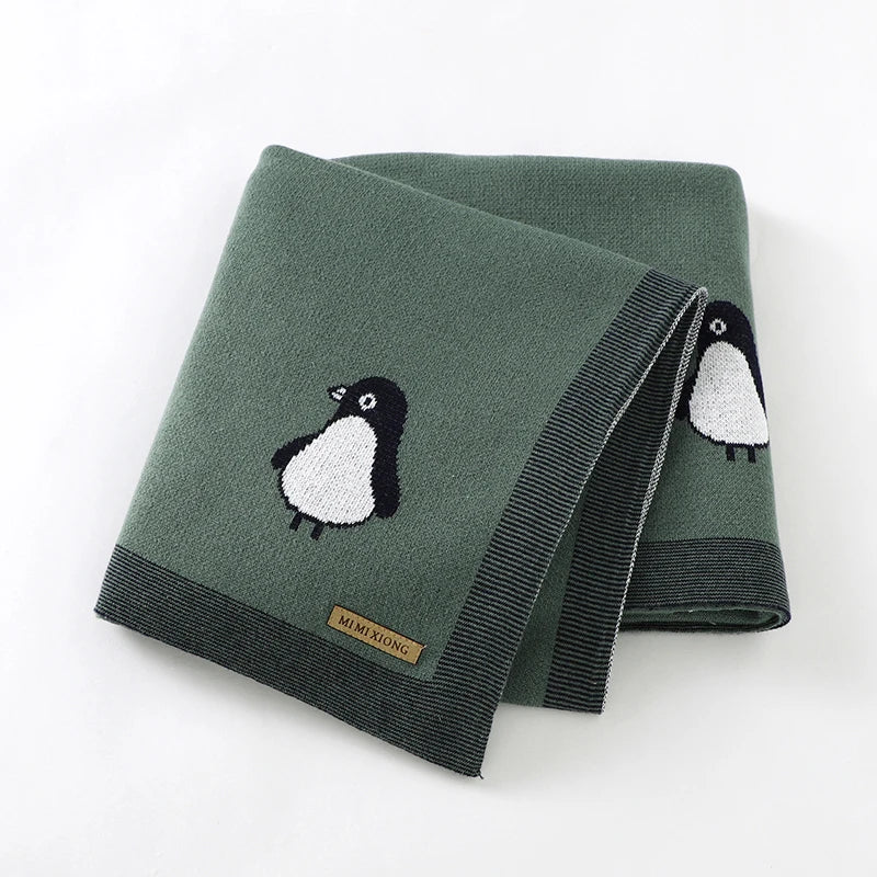 ChillyWaddle Blanket – Soft Penguin Knit Swaddle for Babies