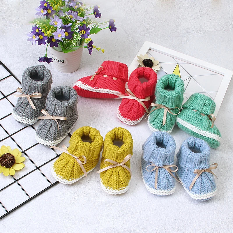 FlutterStep Knit Boots – Cozy Butterfly Knot Slip-Ons