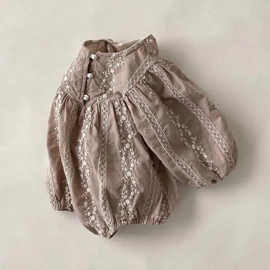EmbroiBloom Bodysuit – Autumn Cotton Jumpsuit