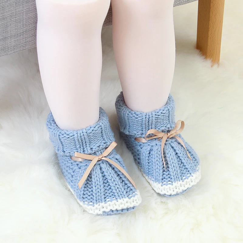 FlutterStep Knit Boots – Cozy Butterfly Knot Slip-Ons