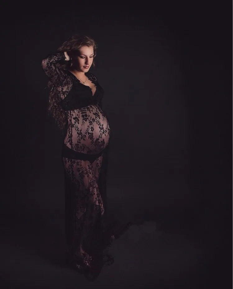 GlowLace Gown – Elegant Maternity Photoshoot Dress