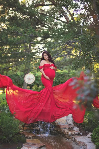 HaloGaze – Off-Shoulder Maternity Shoot Gown