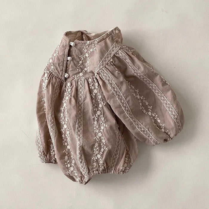 EmbroiBloom Bodysuit – Autumn Cotton Jumpsuit