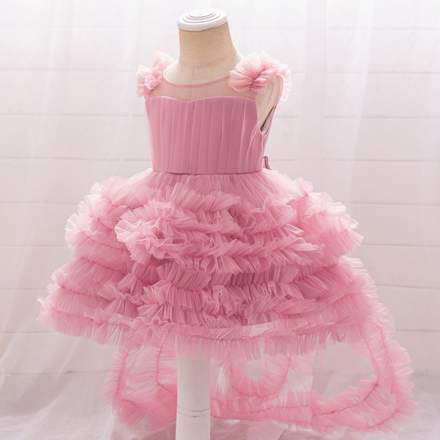 New Children's Sleeveless Mesh Long Dress