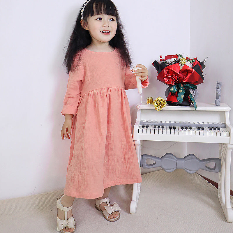 Western Style Cute Double-layer Gauze Long Sleeve Baby Dress