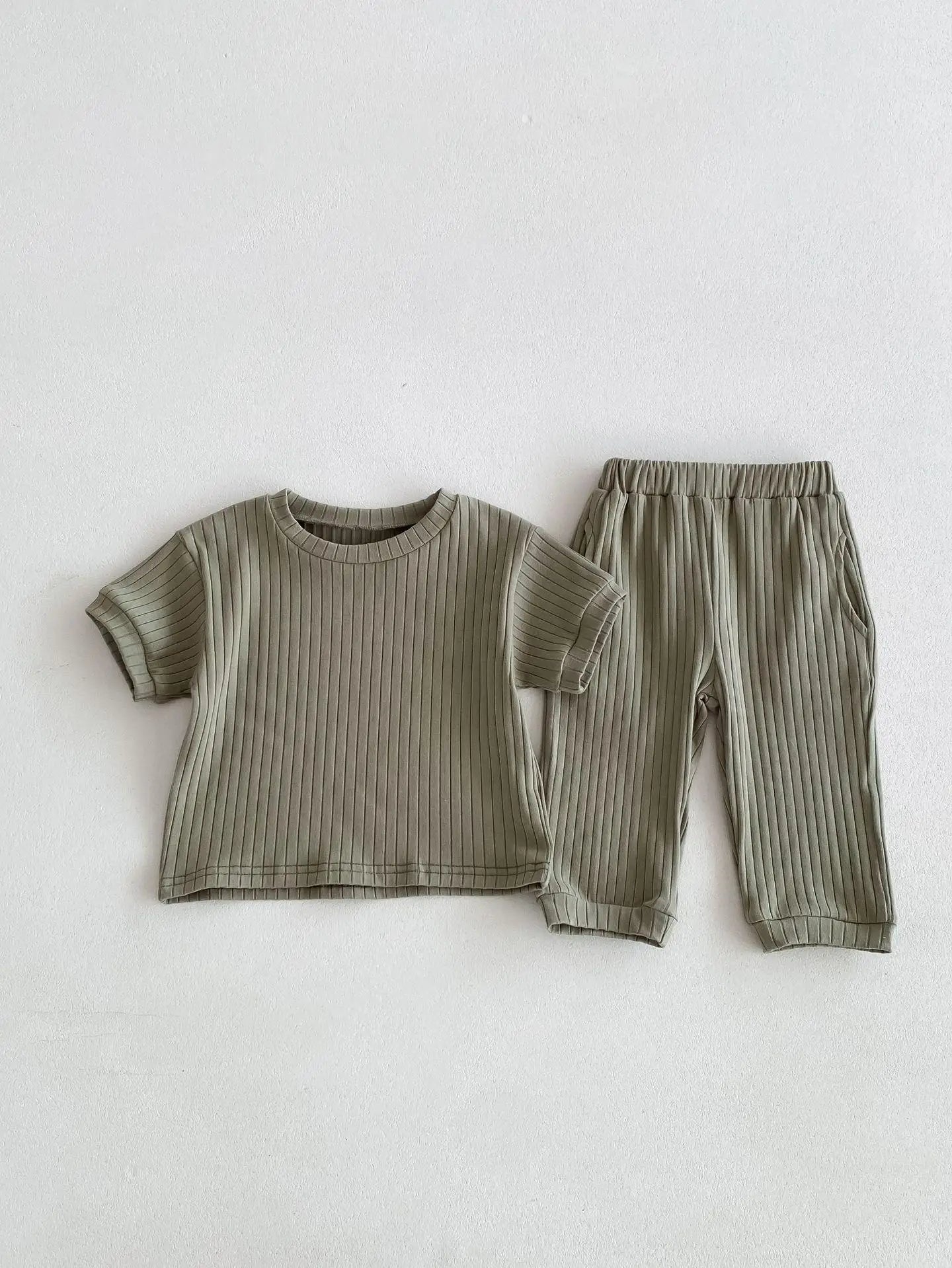 BreeziBoo – 2pc Ribbed Cotton Sleep Set for Kids
