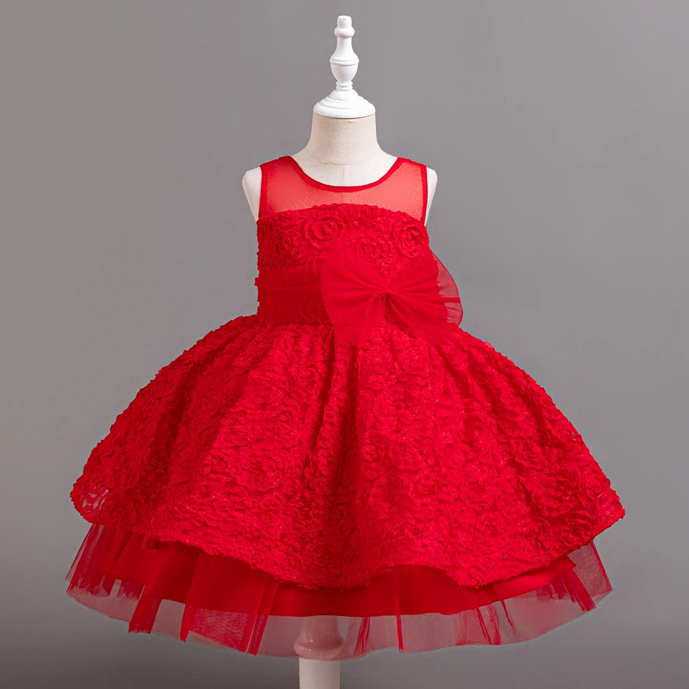 Girls Party Dress Sleeveless Princess Birthday Puffy Dresses for Kids Children Tutu Wedding