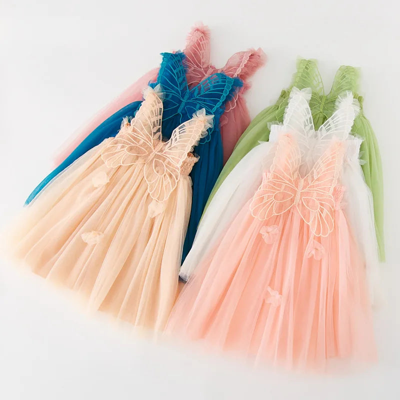 FairyNest – Baby Girl Wing Dress with Tutu & Floral Accents