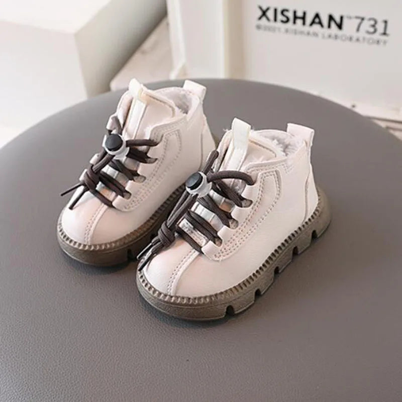 Winter Kids Snow Boots Plush Warm Thicken Boys Cotton Shoes Fashion Toddler Girl Shoes Soft Bottom Children