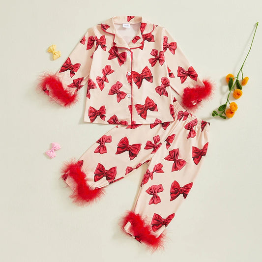 Fuzzelle – Plush Bow Pajamas for Girls