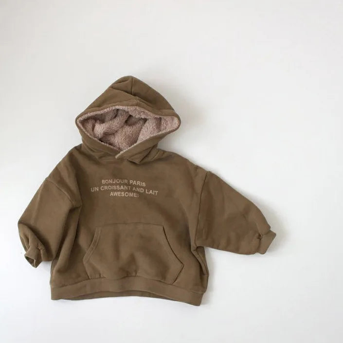 WarmHug Fleece Hoodie – Letter Print Kids Sweatshirt