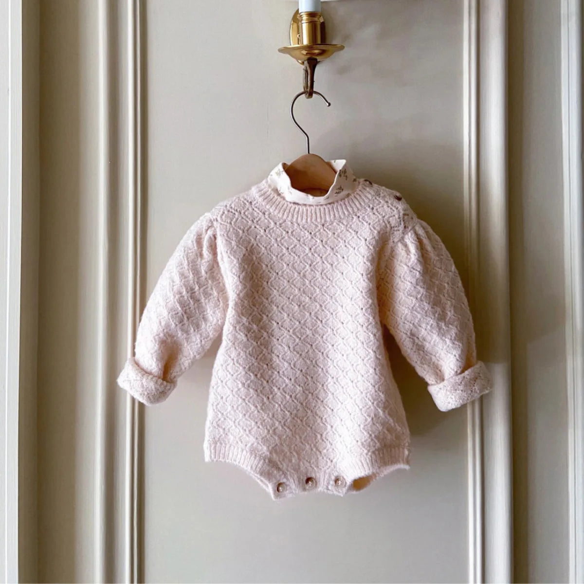 KnitNest Set – Baby Girl Bodysuit & Shawl Outfit