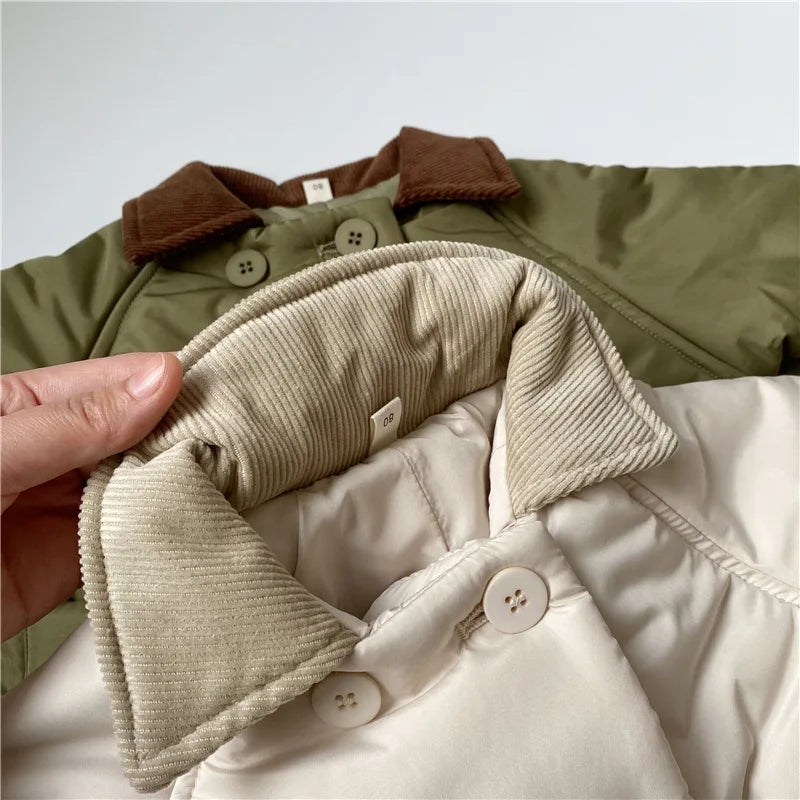 VelvaHug Coat – Boys Corduroy Padded Winterwear