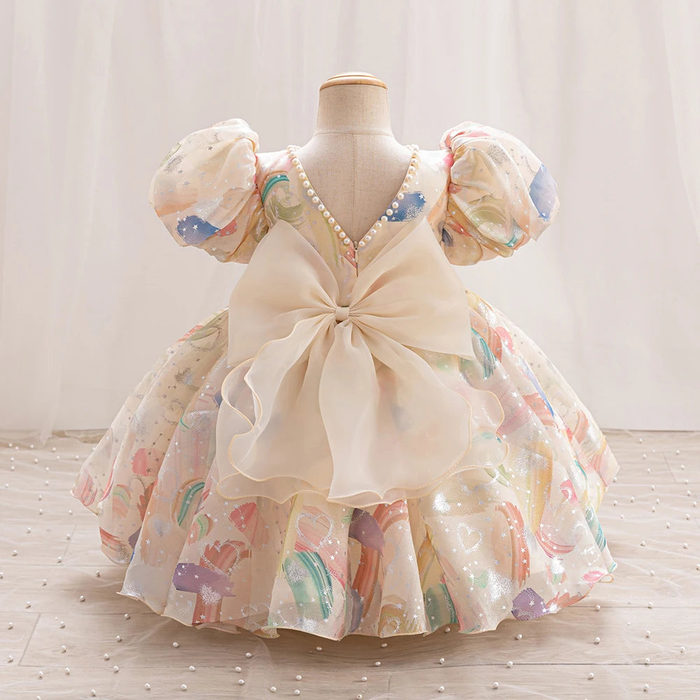 Girls Dress Kids Summer Chiffon Floral Wedding Birthday Party Dresses for First Communion Baby Casual Clothes