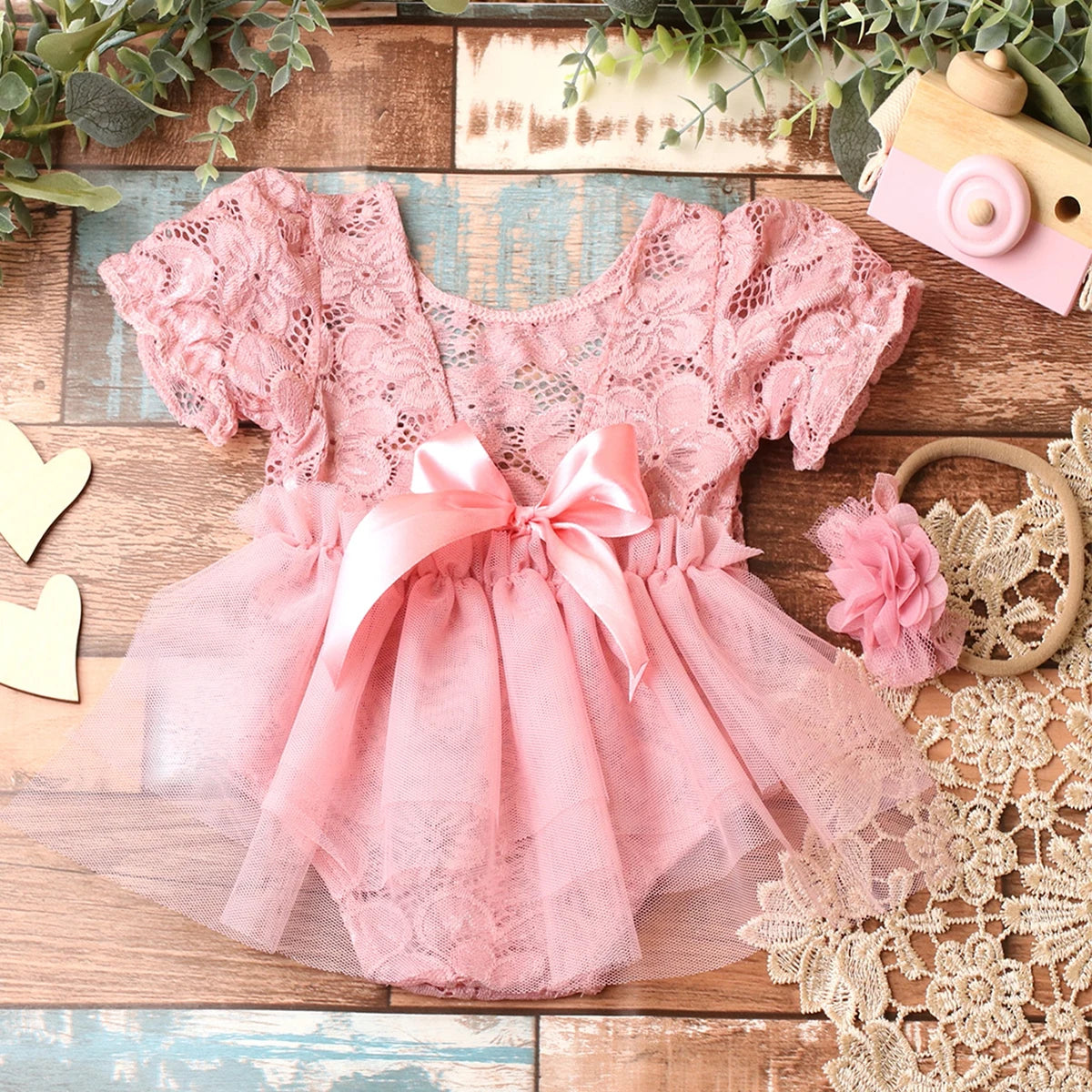 LaceBlush Romper Set – Newborn Photo Outfit