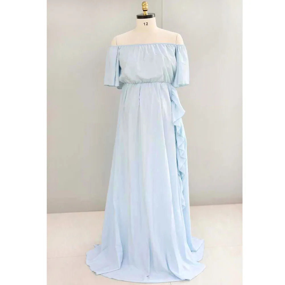 Rufflénza Gown – Chiffon Maternity Dress for Baby Showers