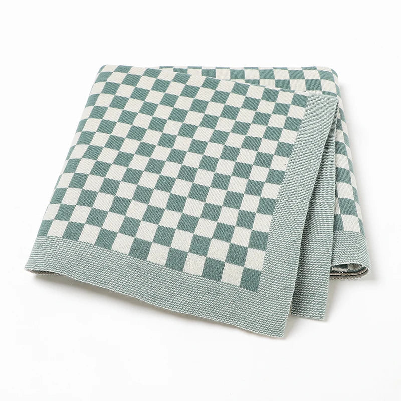 PlaidSnuggle Cotton Baby Blanket – Soft Knit Crib & Stroller Wrap