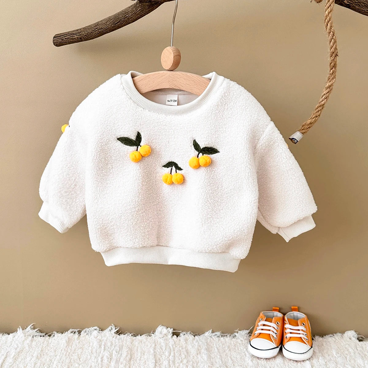 WoolWhimsy Top – Embroidered Lamb Fleece Pullover