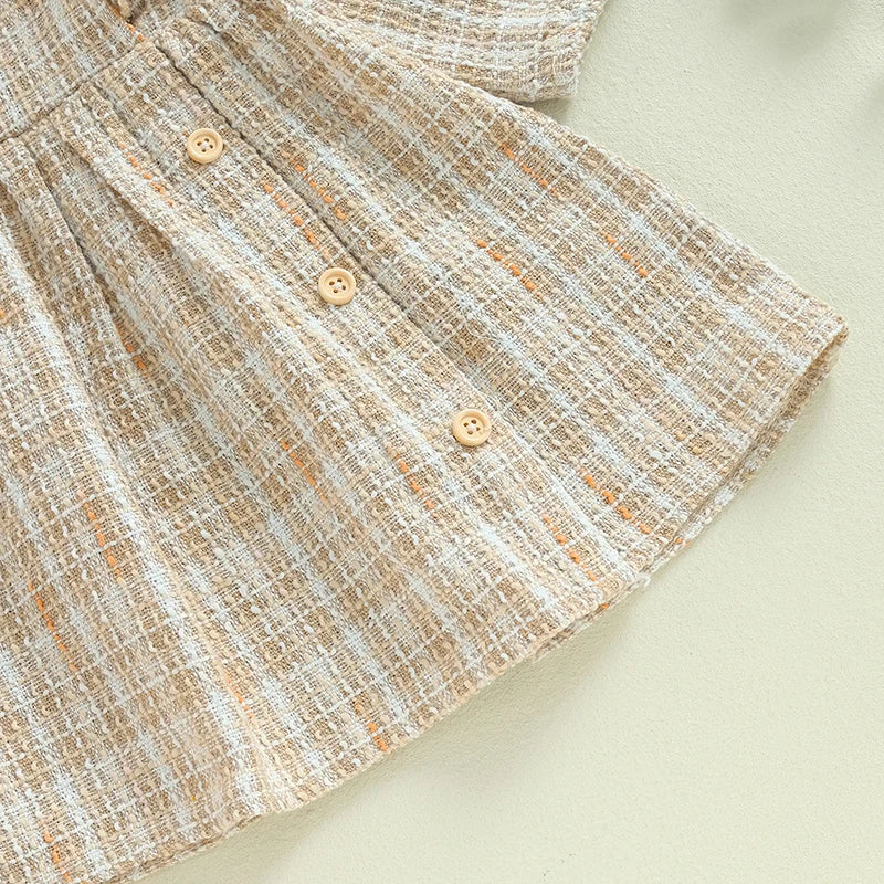 MapleCharm – Square-Neck Fall Dress for Little Girls
