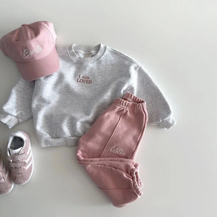 EmbroLuxe Baby Cotton Sweatshirt & Pants Set