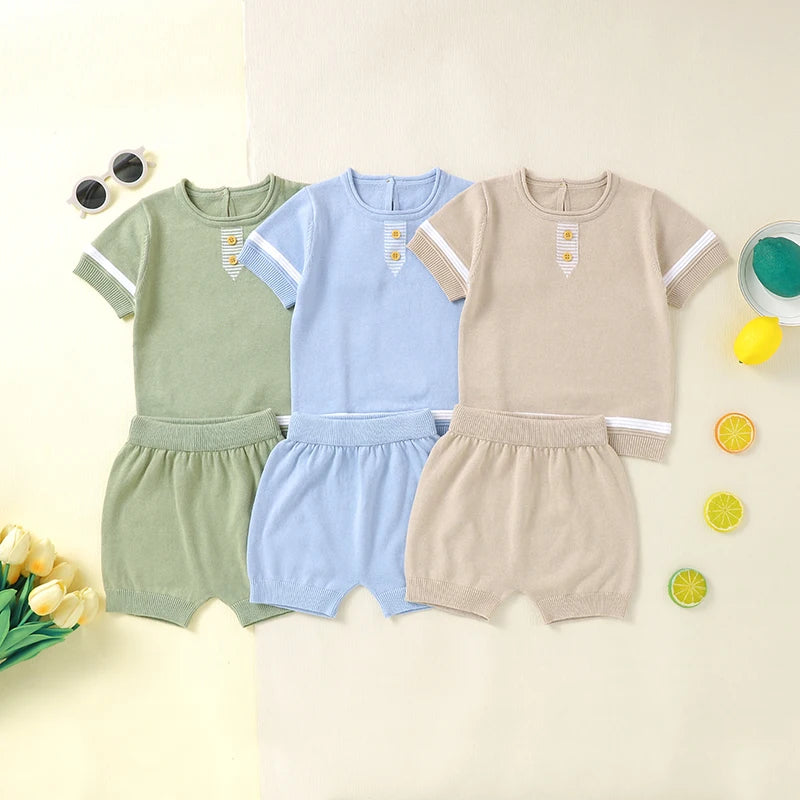 BreezyCotton Baby Set – Knitted Tops & Pants, Soft & Comfy