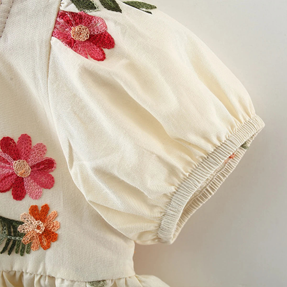 HoneyPuff Dress – Embroidered Cotton Charm for Little Girls