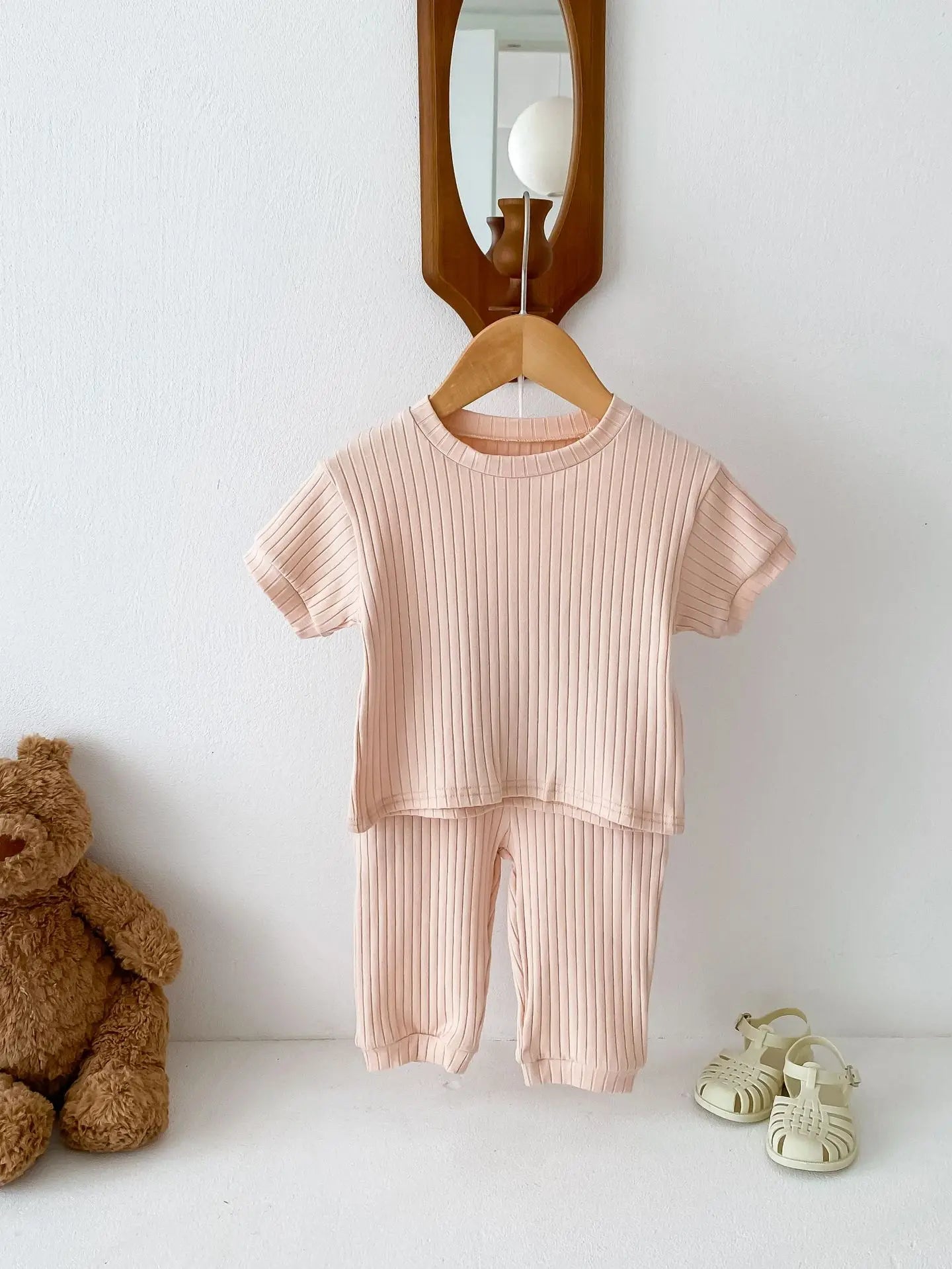 BreeziBoo – 2pc Ribbed Cotton Sleep Set for Kids