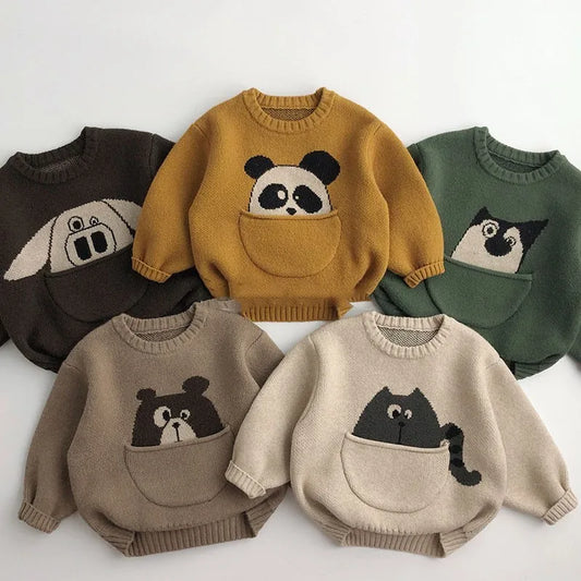 PandaPop Pullover – Cozy Cartoon Knit for Kids