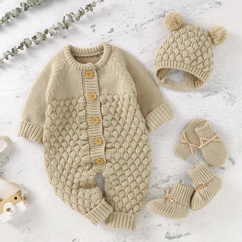 WoolieHug Ensemble – Infant Knitwear Outfit with Shoes & Gloves