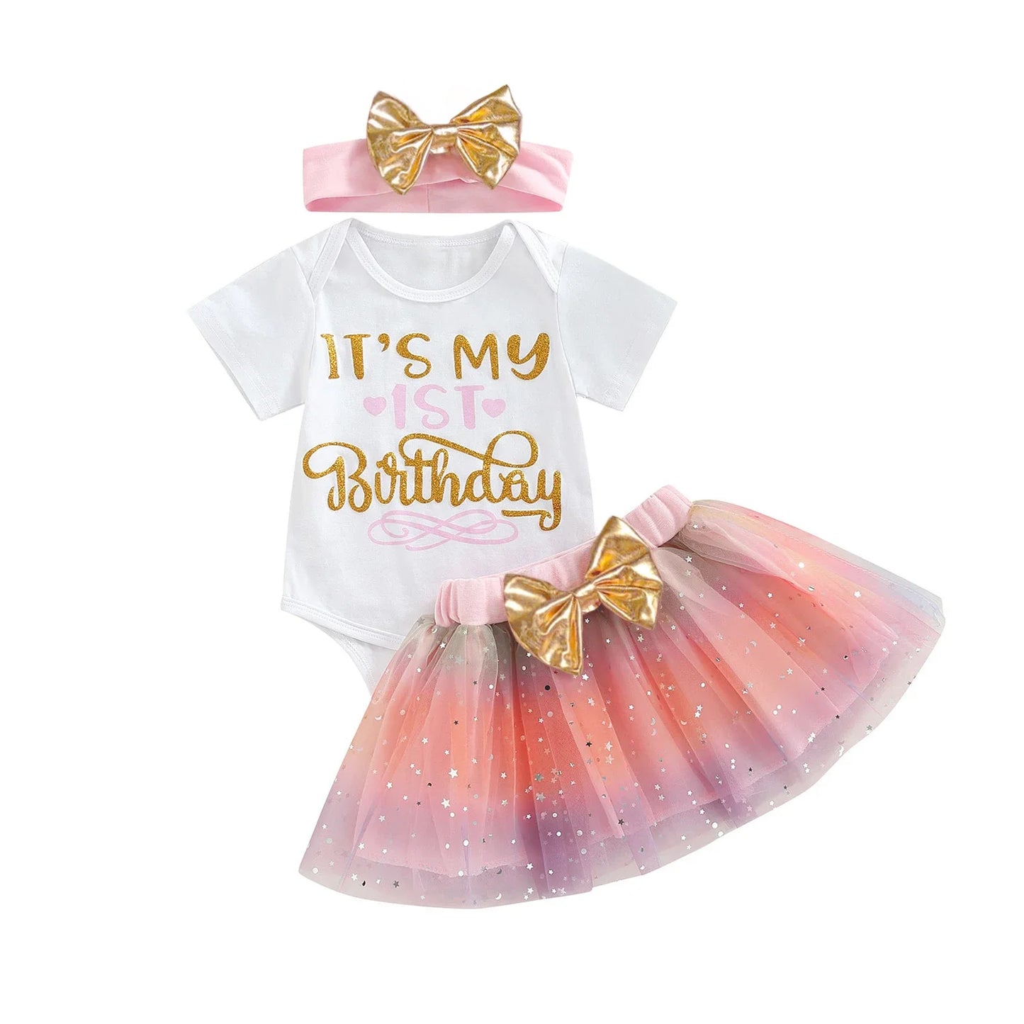 TwinkleTutu Set – 3-Piece Birthday Outfit for Baby Girls