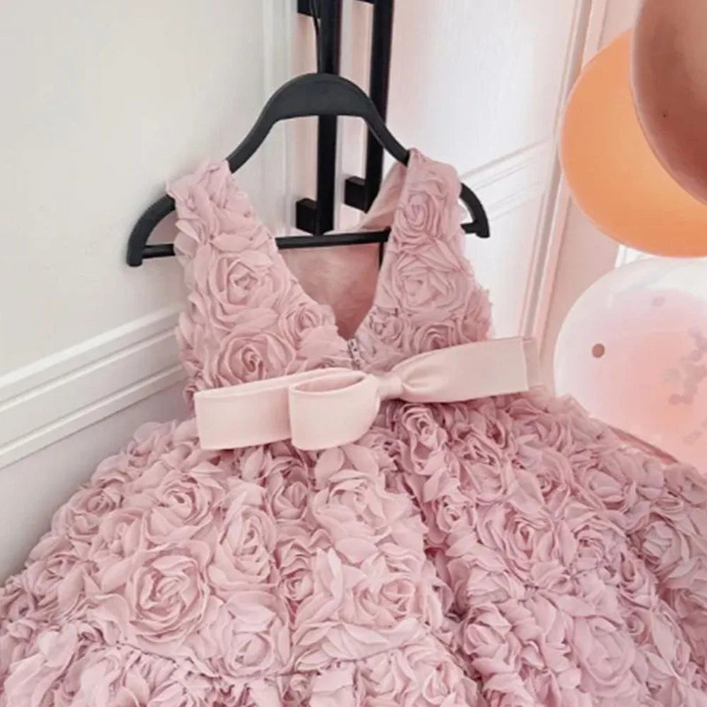 Flower Baby Dresses Sleeveless Elegant Children Holiday Party Prom Ball Gown Tutu Girl's Ceremonial