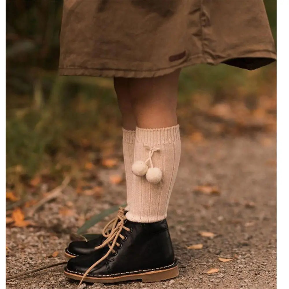 Knee High Socks Boys Girls Pompom Socks Baby Leg Warmers Cotton Sock