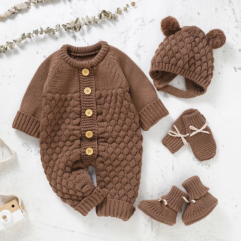 WoolieHug Ensemble – Infant Knitwear Outfit with Shoes & Gloves