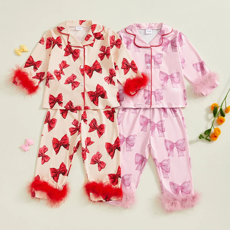 Fuzzelle – Plush Bow Pajamas for Girls