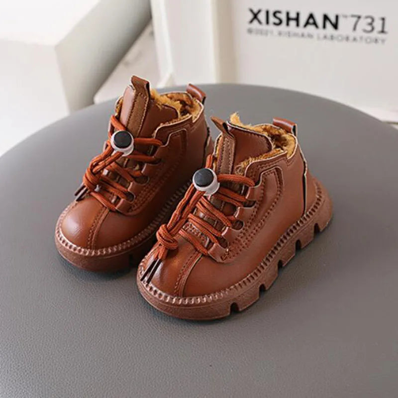 Winter Kids Snow Boots Plush Warm Thicken Boys Cotton Shoes Fashion Toddler Girl Shoes Soft Bottom Children