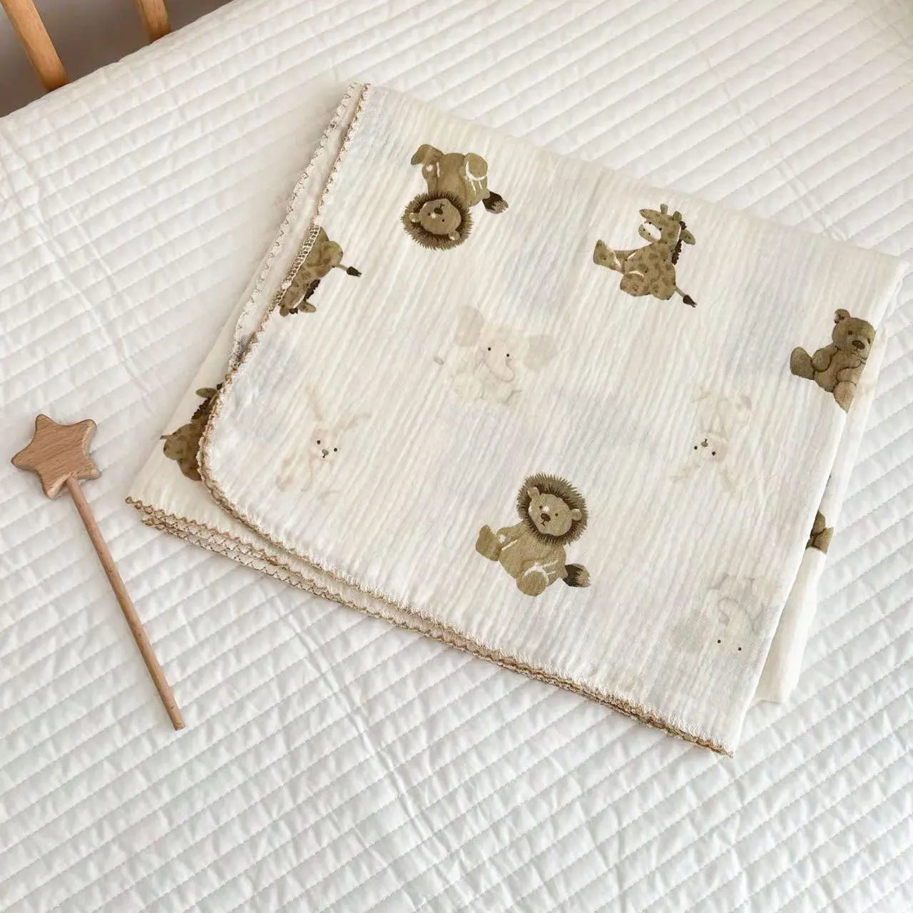 BlossomNest Blanket – Double Layer Muslin Quilt for Babies