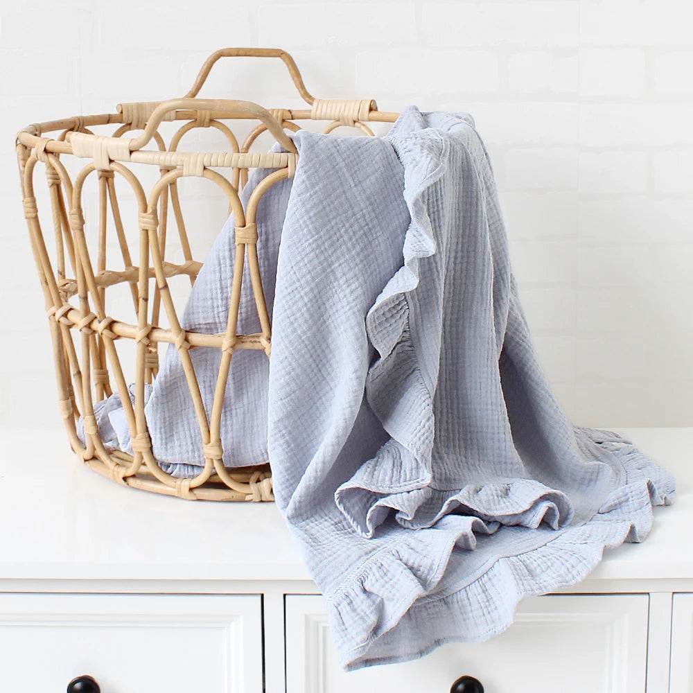 CozyNest Swaddle – Ruffle Organic Cotton Baby Blanket