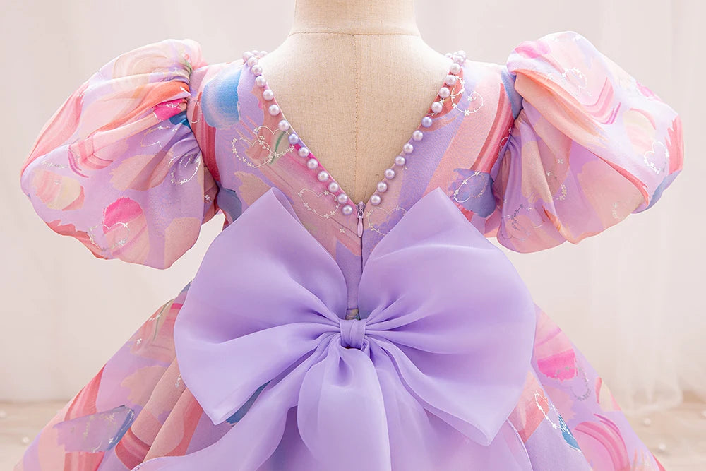 Girls Dress Kids Summer Chiffon Floral Wedding Birthday Party Dresses for First Communion Baby Casual Clothes