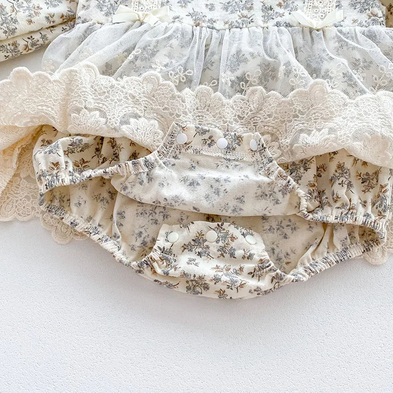 LilPetal Romper Set – Printed Cotton Baby Outfit with Hat