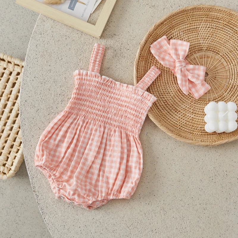 FrillJoy Set – Smocked Strap Romper + Headband