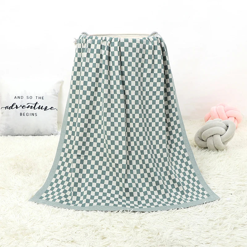 PlaidSnuggle Cotton Baby Blanket – Soft Knit Crib & Stroller Wrap