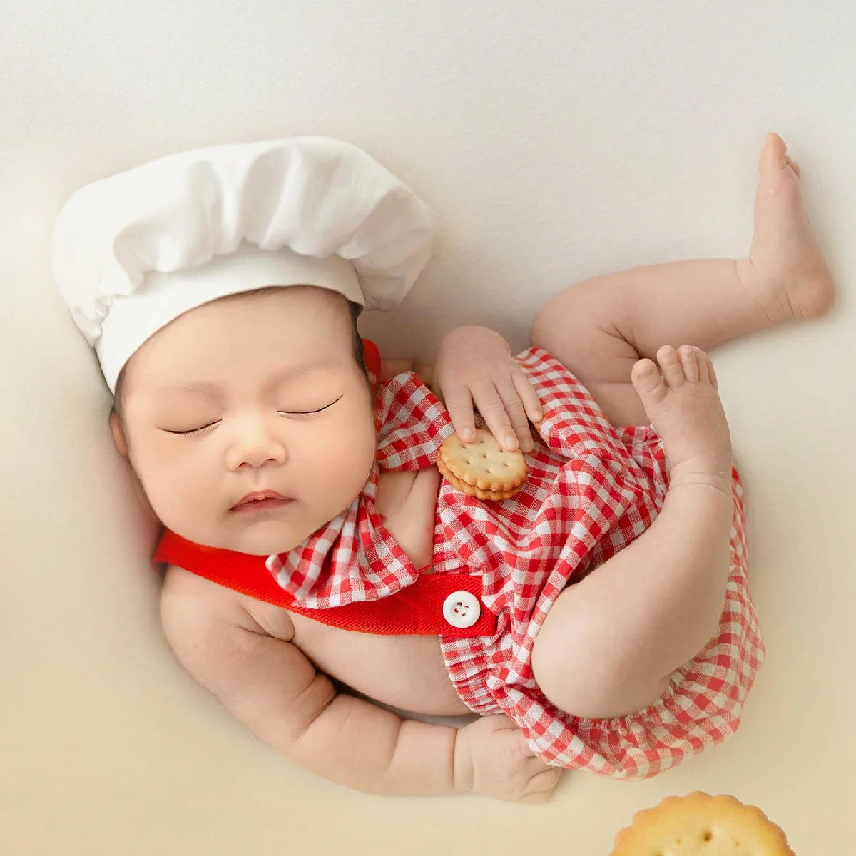 ChefChic– Newborn Plaid Photo Outfit with Hat & Bow Tie