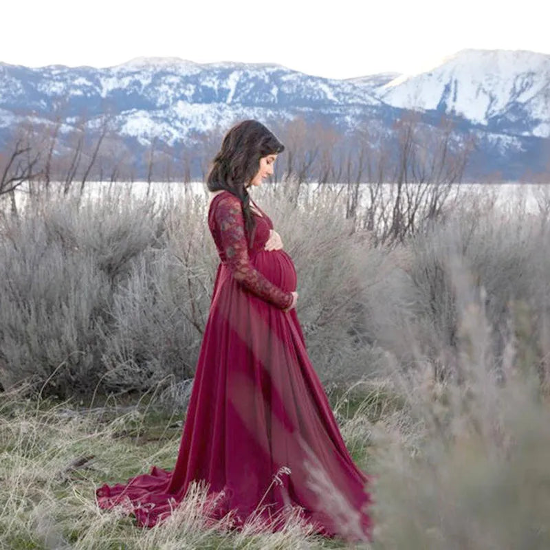 LunaNest Gown – Lace Maternity Photoshoot Dress