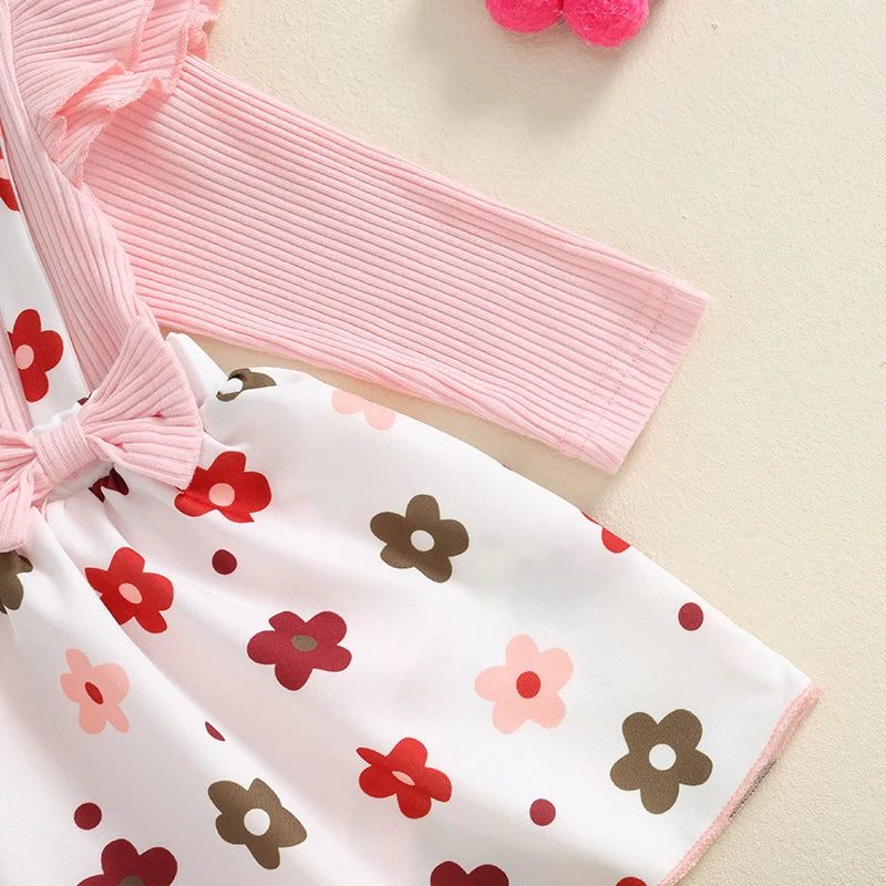 PetalCove Set – Baby Girl Floral Romper Dress with Headband